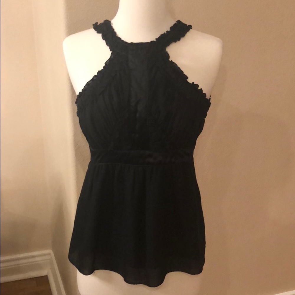 Black half cotton half silk halter like top